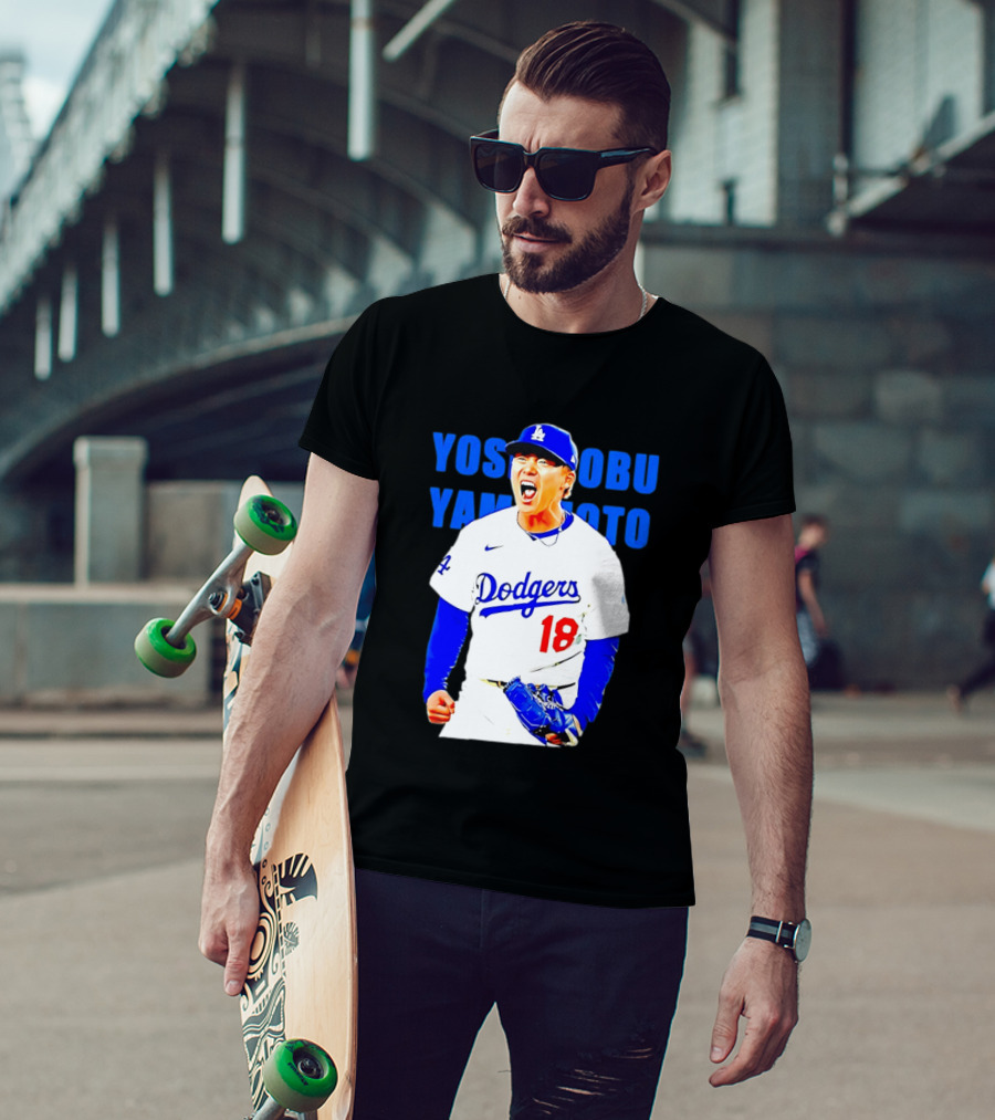 Yoshinobu Yamamoto Los Angeles Dodgers 18 Scream T-Shirt