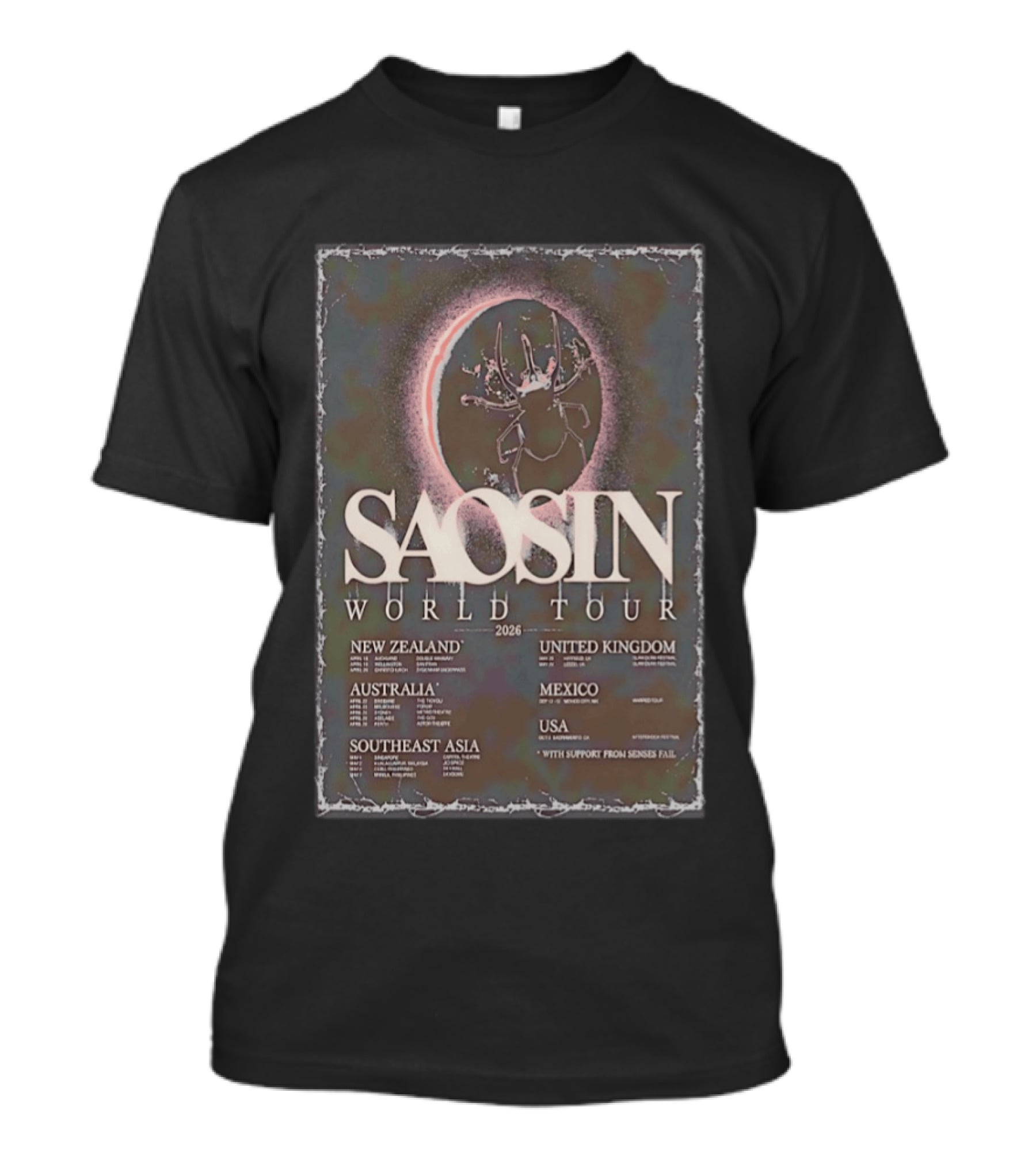 Saosin World Tour 2026 New Zealand Australia Southeast Asia UK Mexico USA Dates T-Shirt