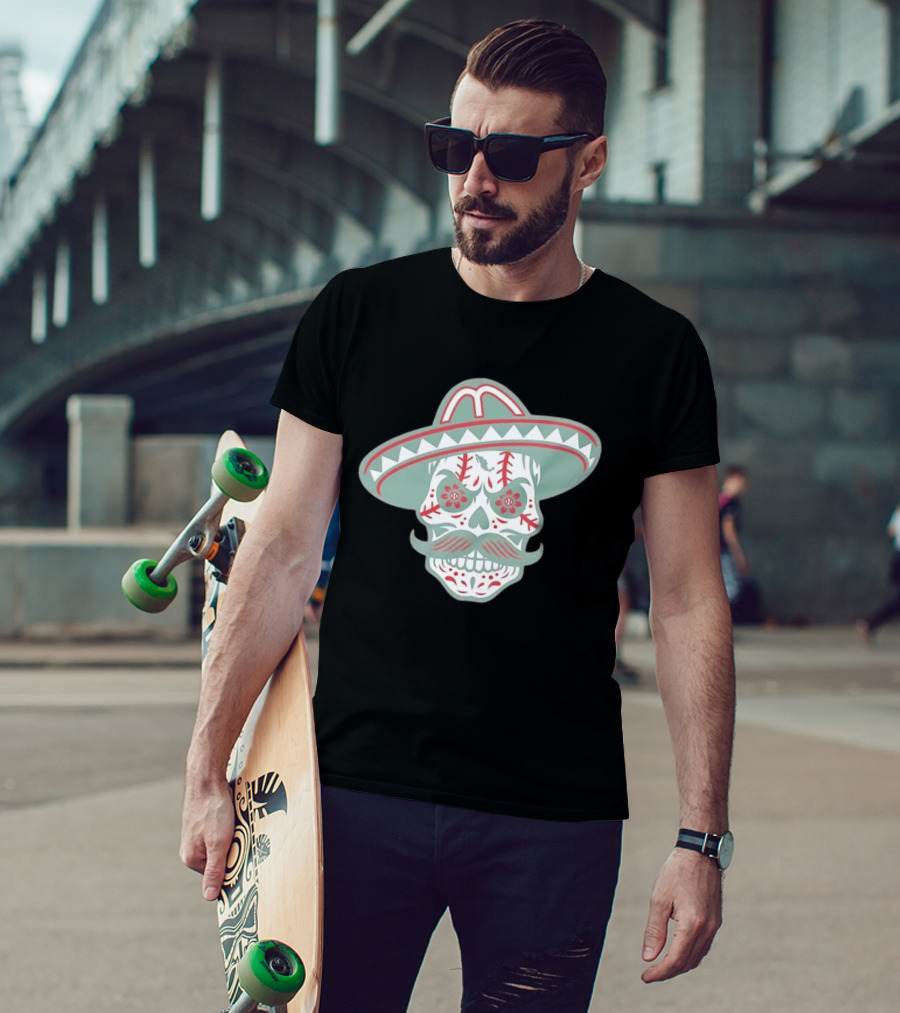 Sugar Skull Sombrero Baseball Team Mexico Nacho Alvarez Jr T-Shirt