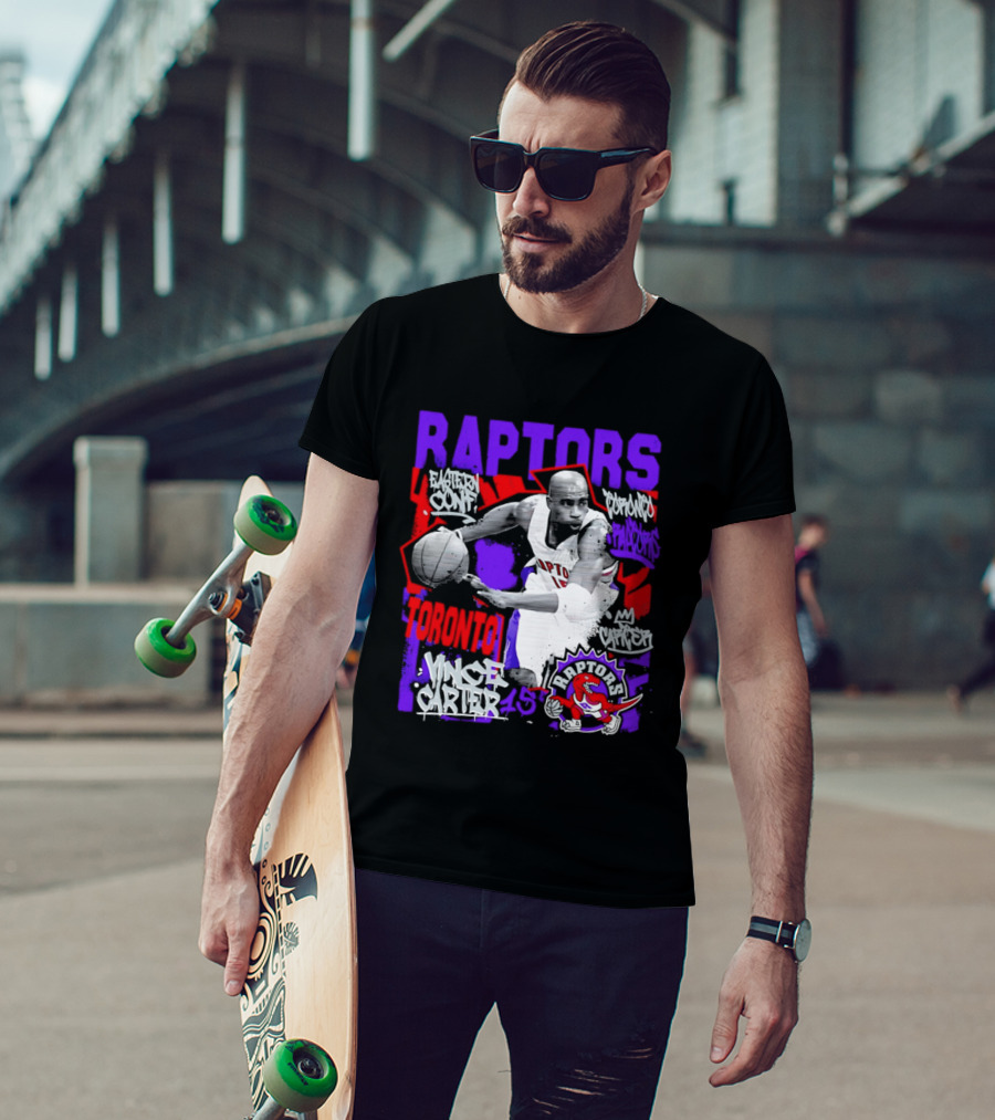 Toronto Raptors Vince Carter Chalked Up Player 15 Paint T-Shirt