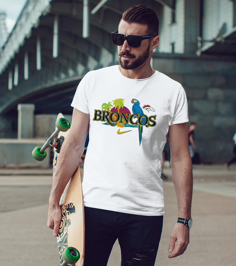 Denver Broncos Parrot Nike Tropical Vibes It's 5 O' Somewhere T-Shirt