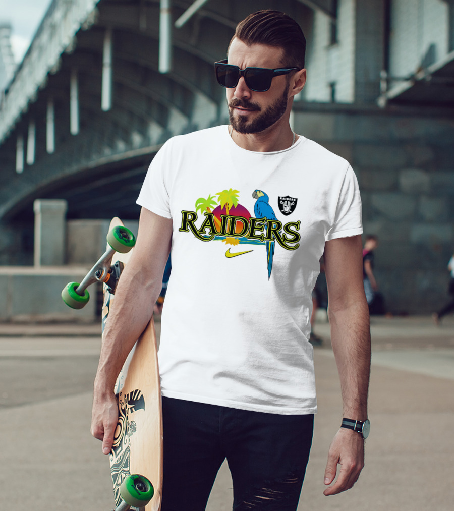 Las Vegas Raiders Tropics And Parrot It's 5 O' Somewhere Nike T-Shirt