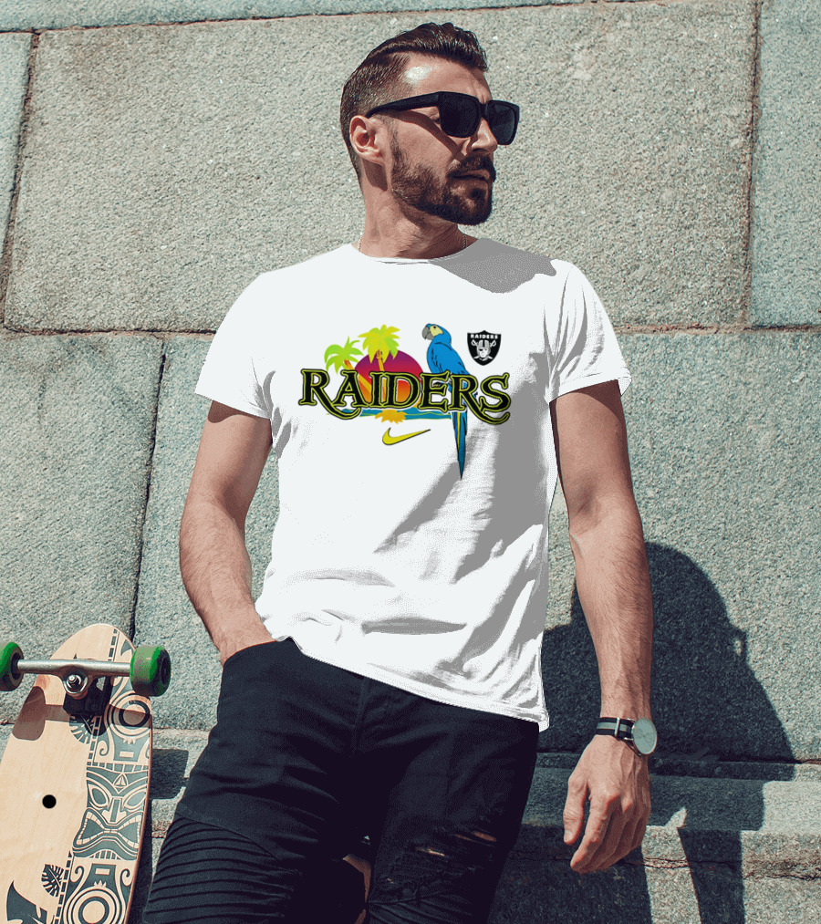 Las Vegas Raiders Tropics And Parrot It's 5 O' Somewhere Nike T-Shirt