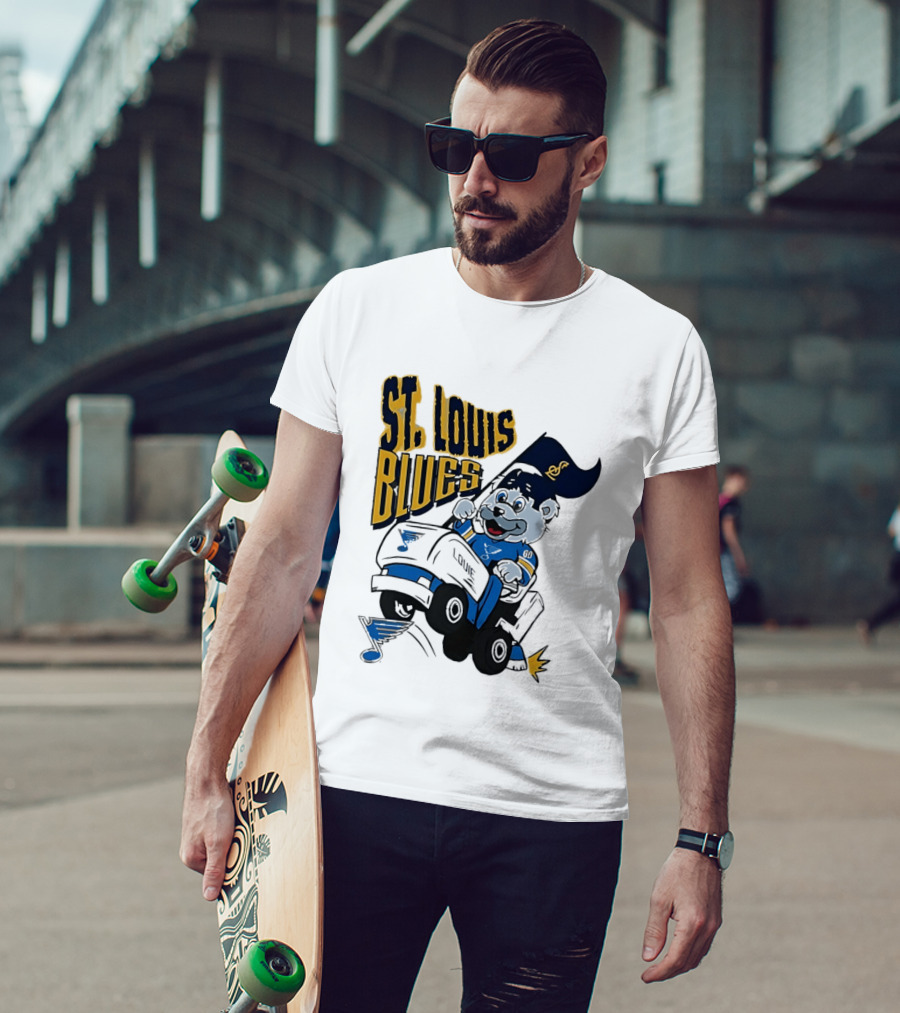 St Louis Blues Hockey Zamboni Bear Driving T-Shirt