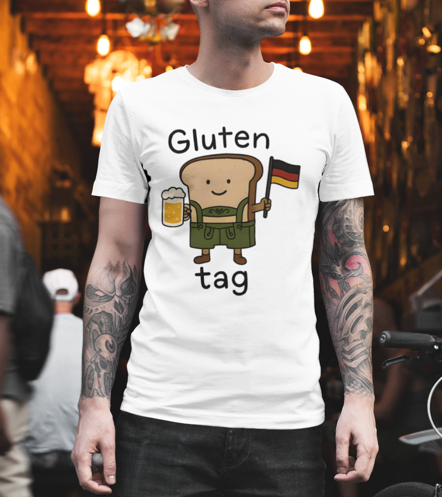 Gluten Tag Bread Character Lederhosen Beer German Flag T-Shirt
