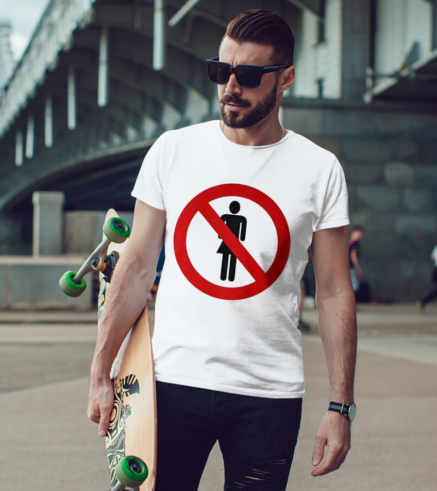 No Women Allowed Symbol Icon Bold Red Circle Front Print T-Shirt
