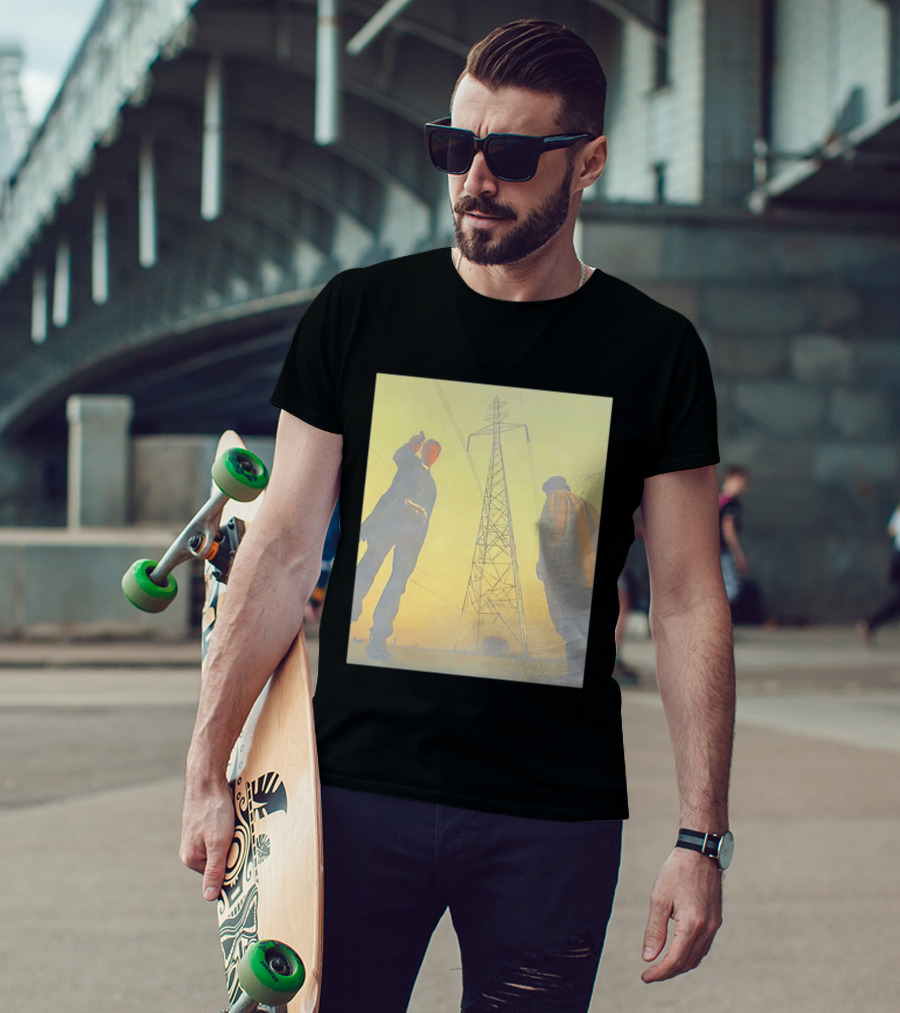 Brad Pitt Se7en Movie Scene With Gunpoint And Power Lines T-Shirt