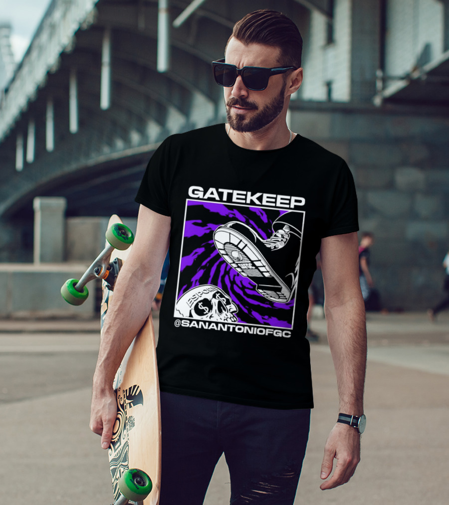 Gatekeep San Antonio Fighting Game Community Sneaker Skull T-Shirt