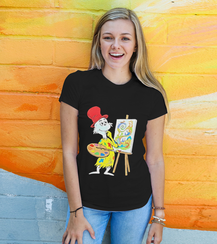Sam I Am Red Hat Palette Painting Easel Whimsical Scene T-Shirt