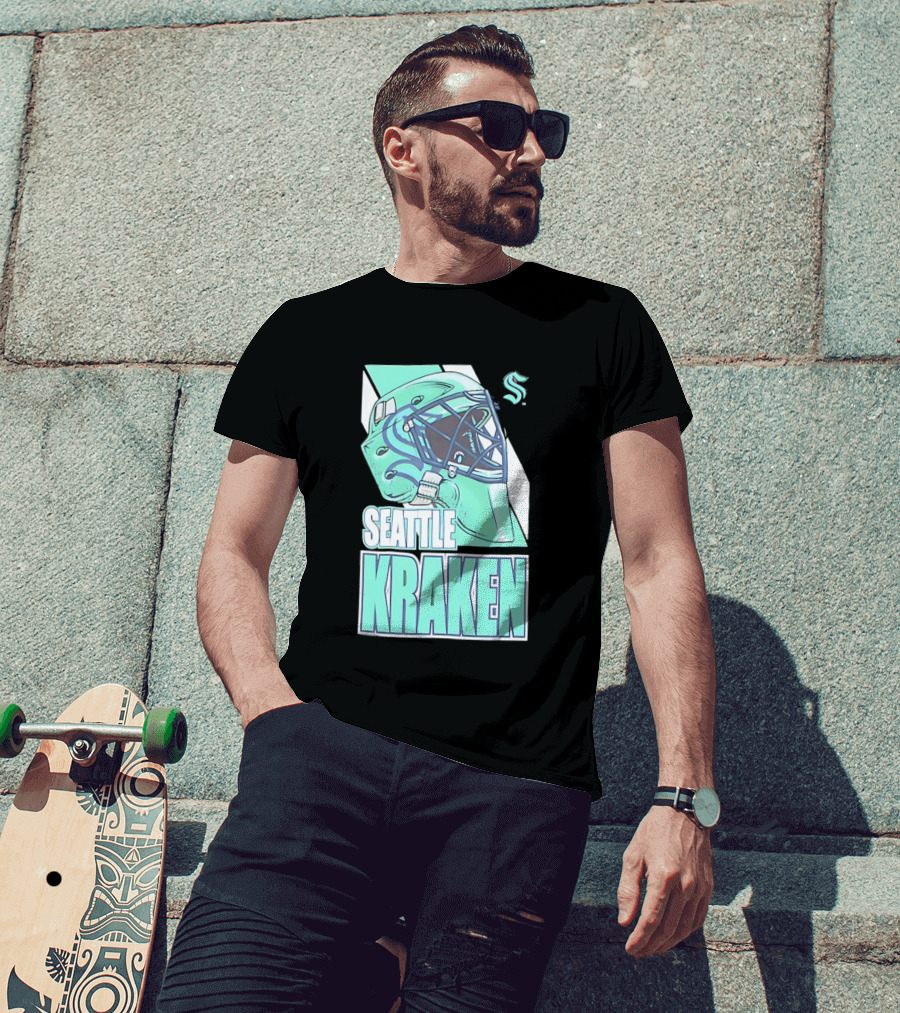 Seattle Kraken NHL Helmet Bucket Head Team T-Shirt