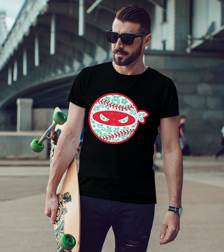 Pitching Ninja Mexico Baseball Dia De Los Muertos T-Shirt
