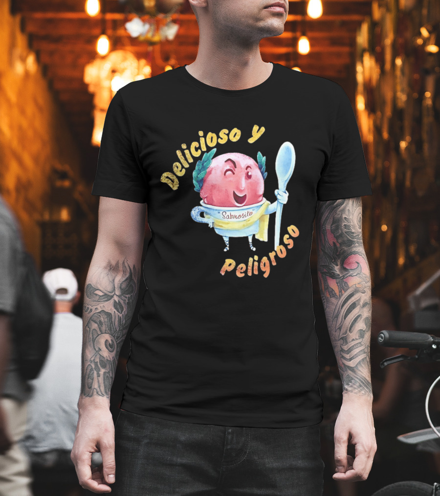 Delicioso y Sabrosito Peligroso Helado Sonriente Dibujos Animados Cucharón T-Shirt
