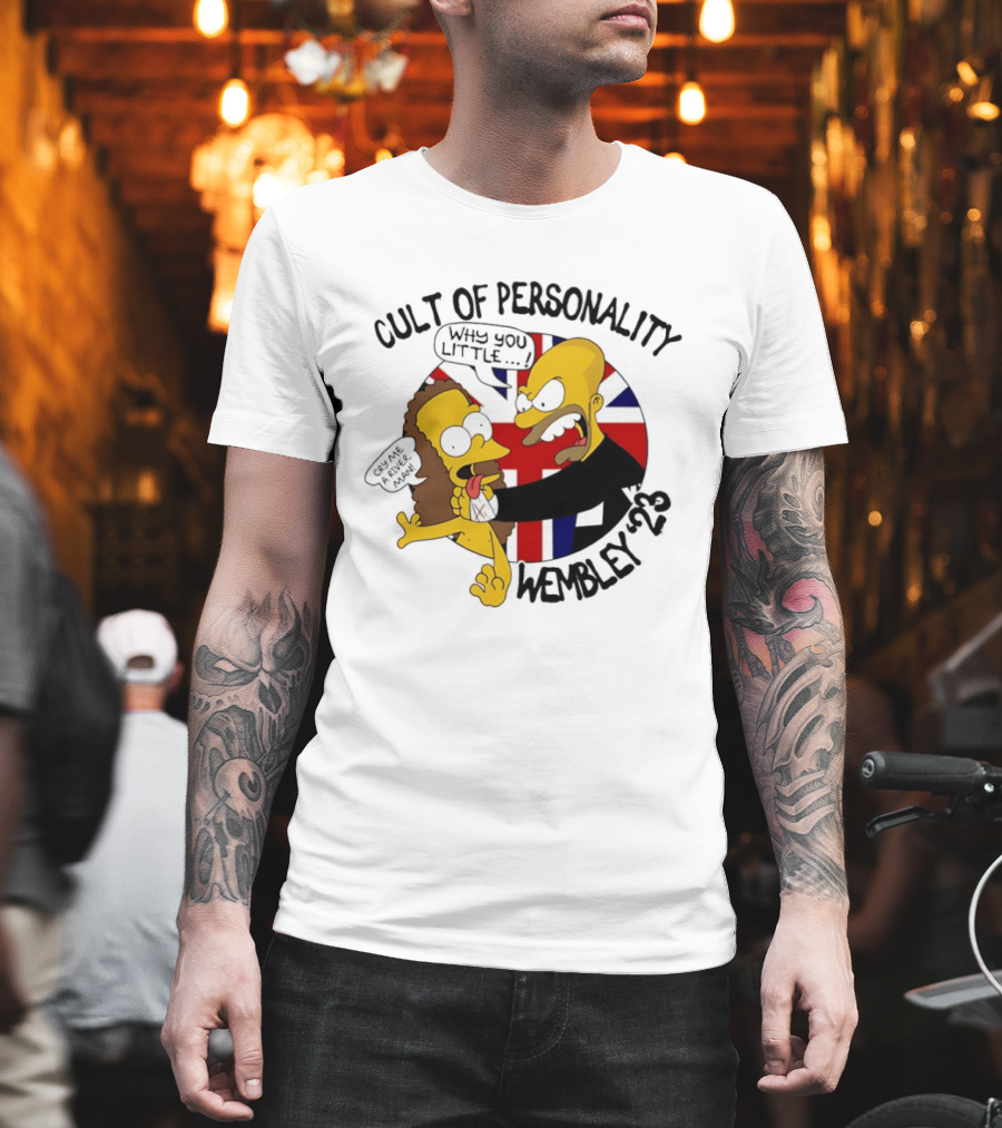 Cult of Personality Wembley 2023 Cartoon "Why You Little" UK Flag T-Shirt