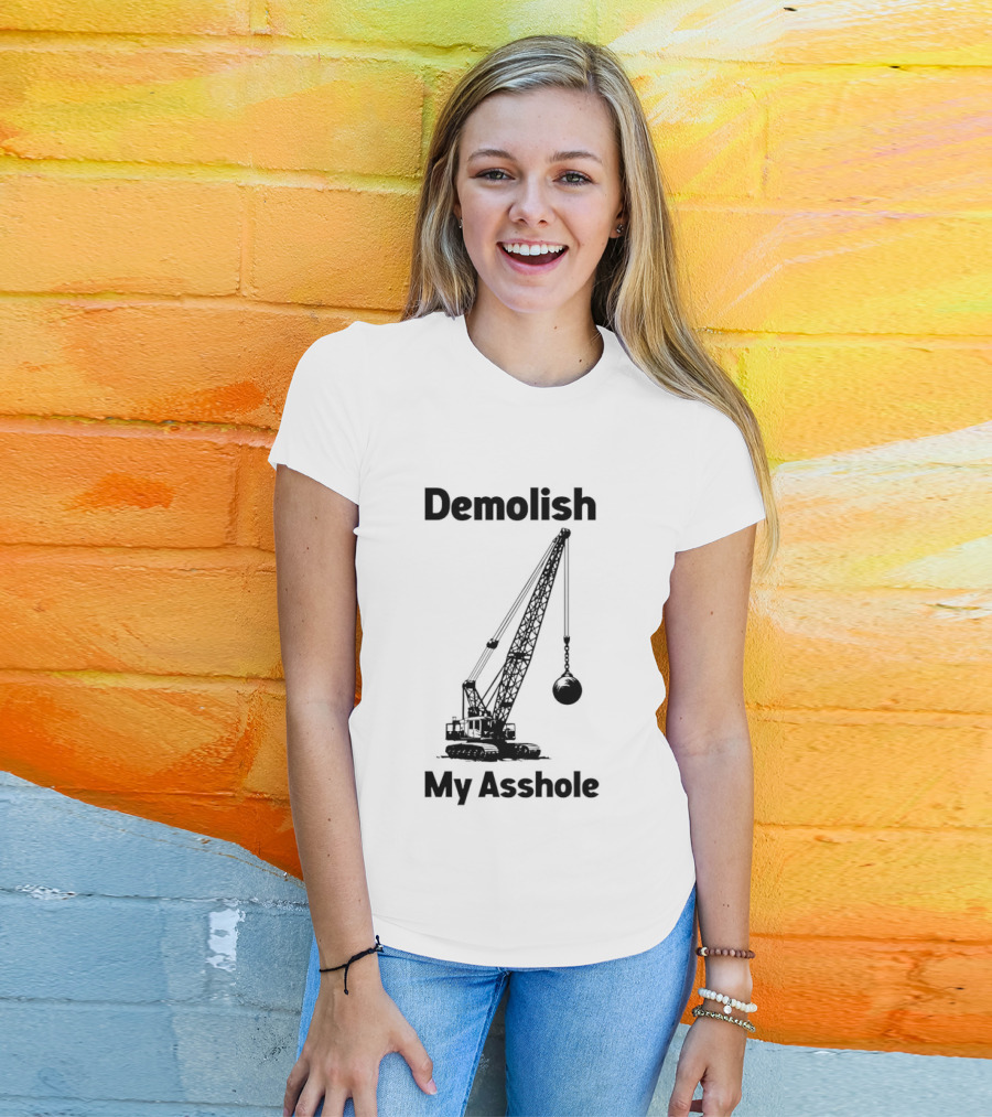 Demolish My Asshole Wrecking Ball Joke Humor T-Shirt