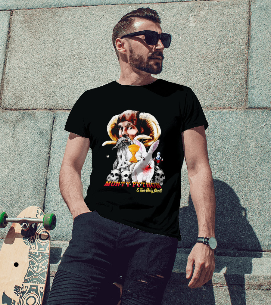 Monty Python And The Holy Grail Tim The Enchanter Killer Rabbit Grail Skulls T-Shirt