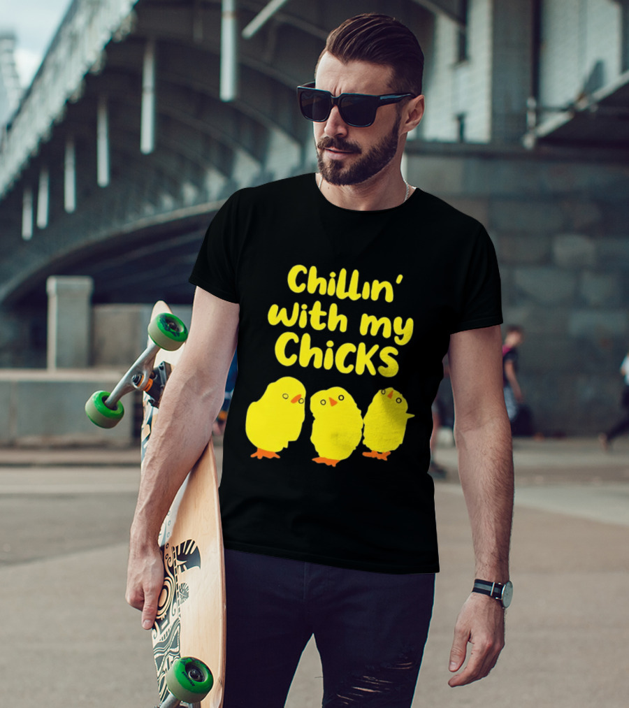 Chillin' With My Chicks Cute Yellow Cartoon Birds T-Shirt