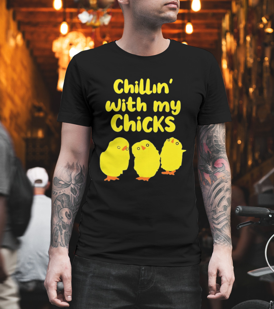 Chillin' With My Chicks Cute Yellow Cartoon Birds T-Shirt