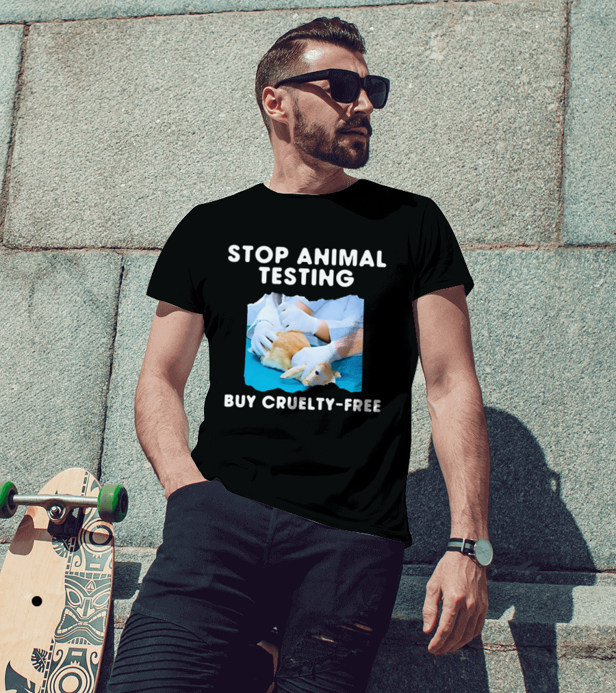 Stop Animal Testing Buy Cruelty Free Rabbit Testing Protest Awareness T-Shirt