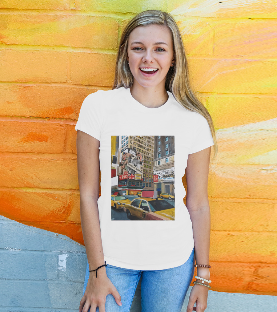 New York City Times Square Taxi Doubles Business British Flag T-Shirt