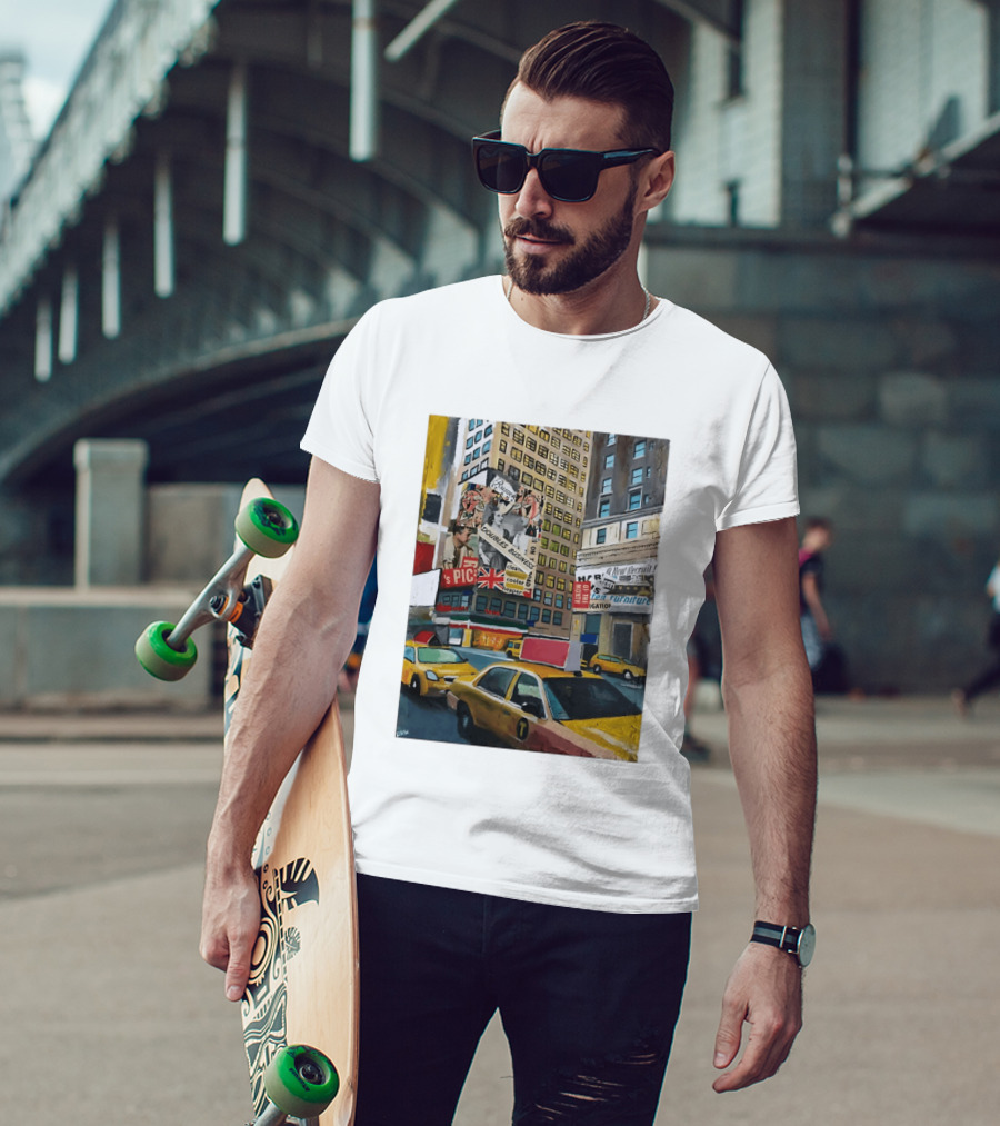 New York City Times Square Taxi Doubles Business British Flag T-Shirt