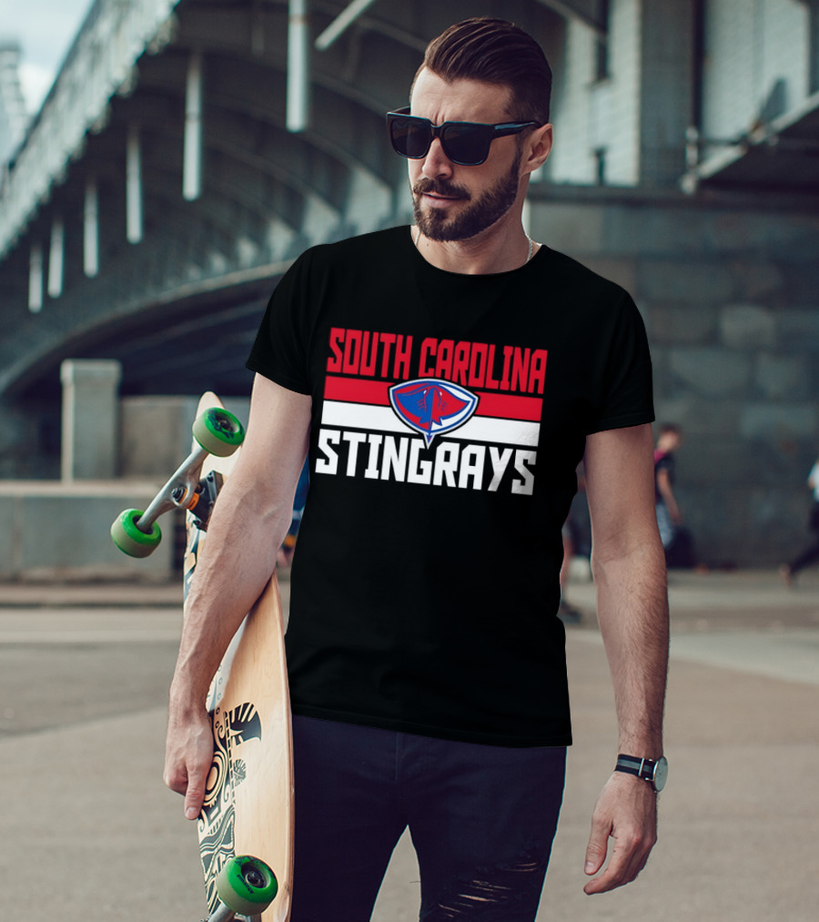 South Carolina Stingrays Hockey Team Logo Bold Red Blue White T-Shirt