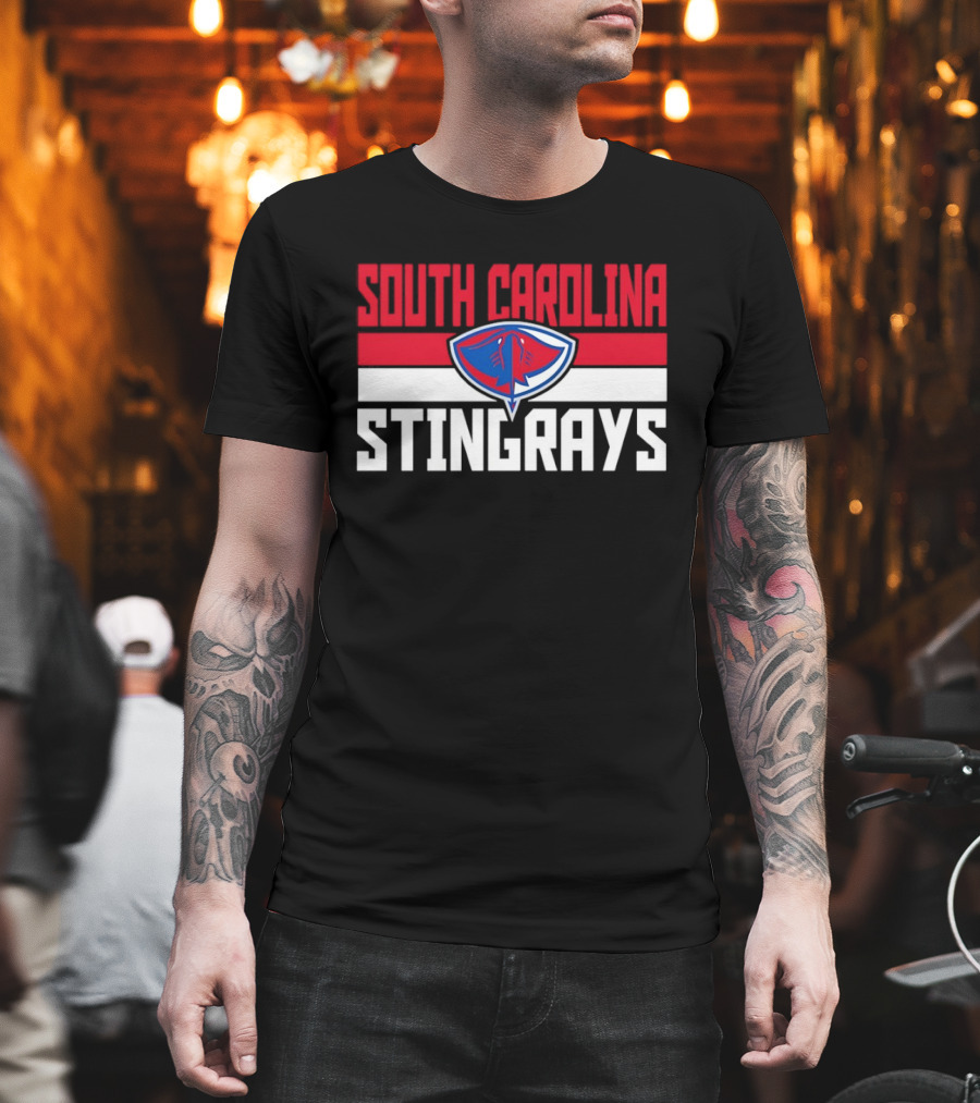 South Carolina Stingrays Hockey Team Logo Bold Red Blue White T-Shirt