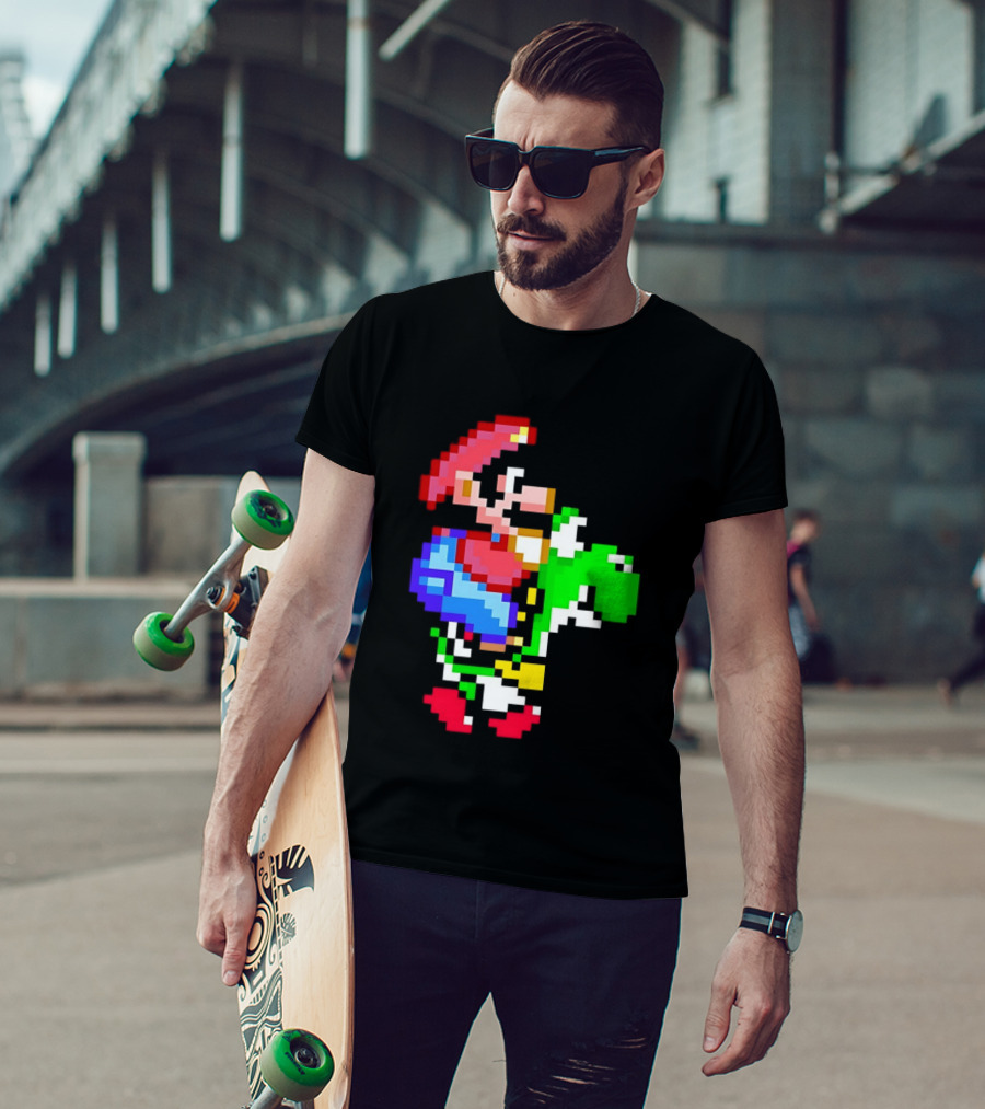 Mario And Yoshi Super Mario World Pixel T-Shirt