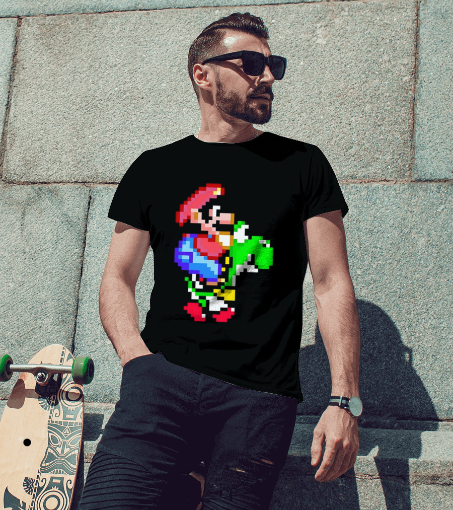 Mario And Yoshi Super Mario World Pixel T-Shirt