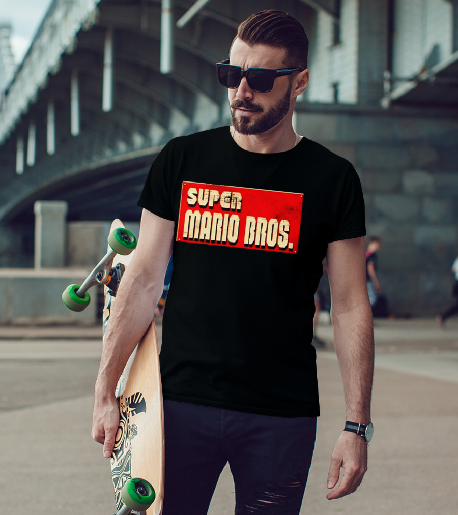 Super Mario Bros Iconic Title Sign T-Shirt