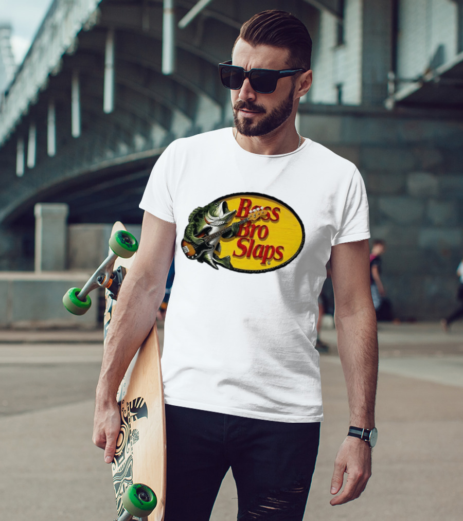 Bass Bro Slaps Fish Playing Electric Guitar T-Shirt