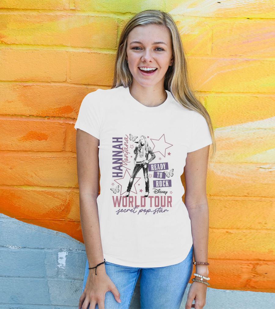 Hannah Montana Ready To Rock World Tour Secret Pop Star T-Shirt