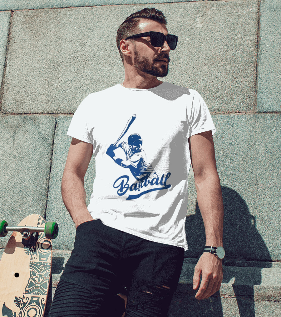 Middle Tennessee Blue Raiders Baseball Player Batting Action T-Shirt