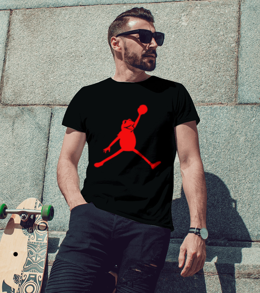 Jordan Frogs Jump Dunkman Kermit Parody Red T-Shirt