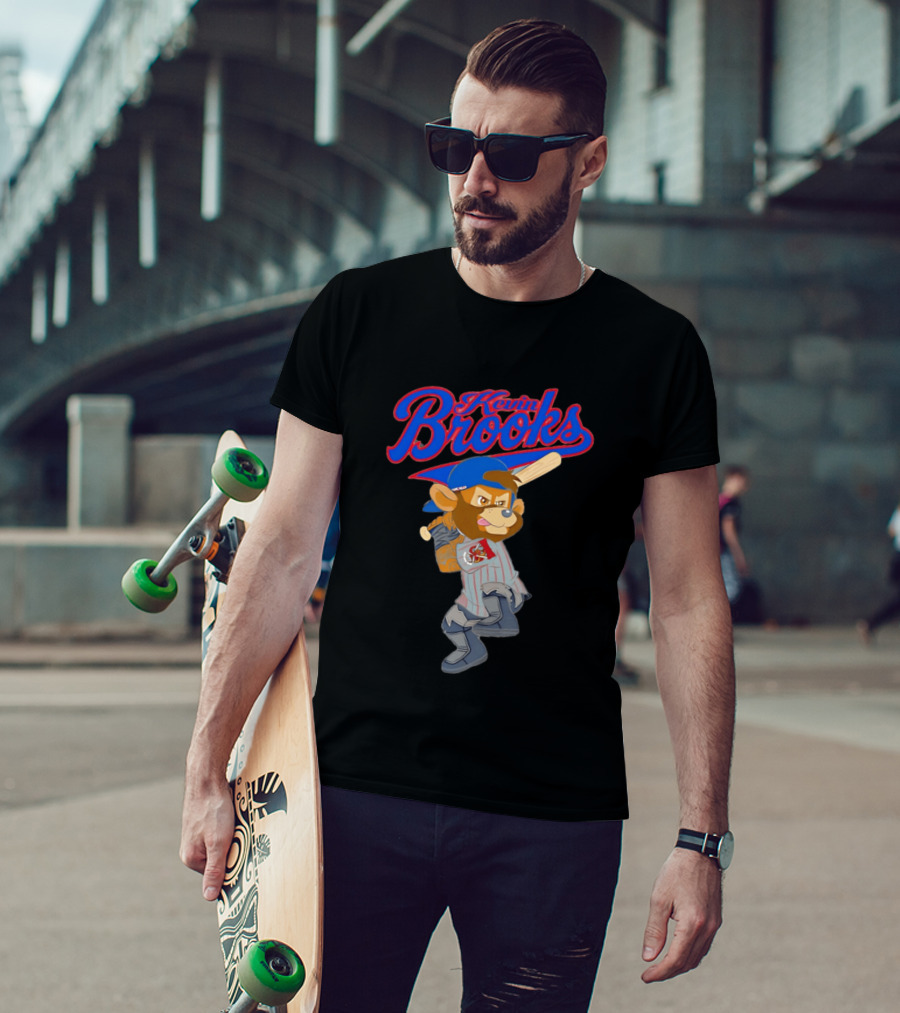 Kevin Brooks Cartoon Baseball Character With Bat And Jersey T-Shirt