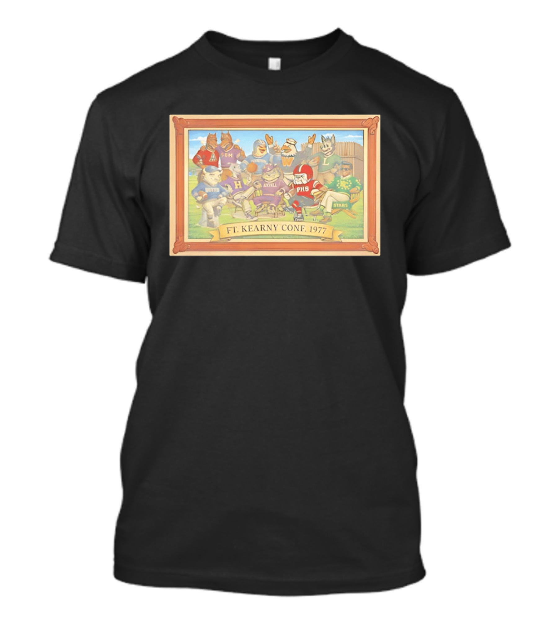 FT Kearny Conf 1977 PHS Athletic Mascots In Collegiate Uniforms T-Shirt