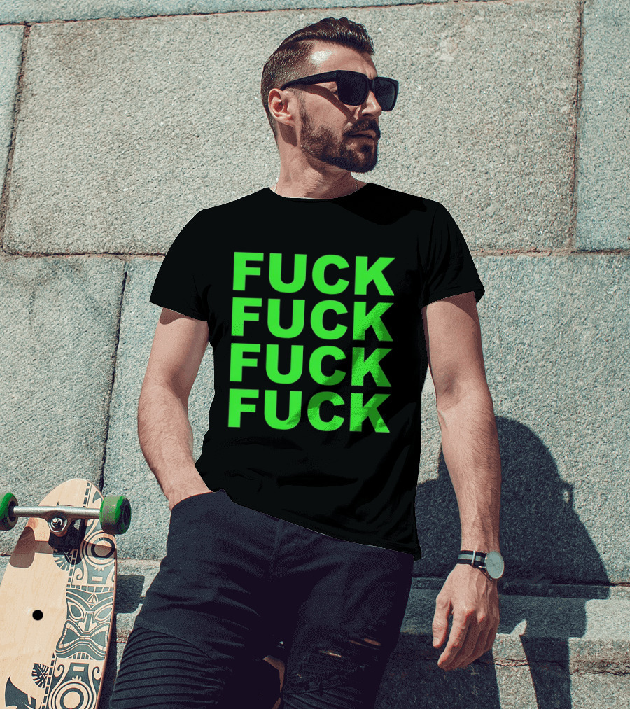 F<strong>* F</strong>* F<strong>* F</strong>* Repeated Bold Neon Green T-Shirt