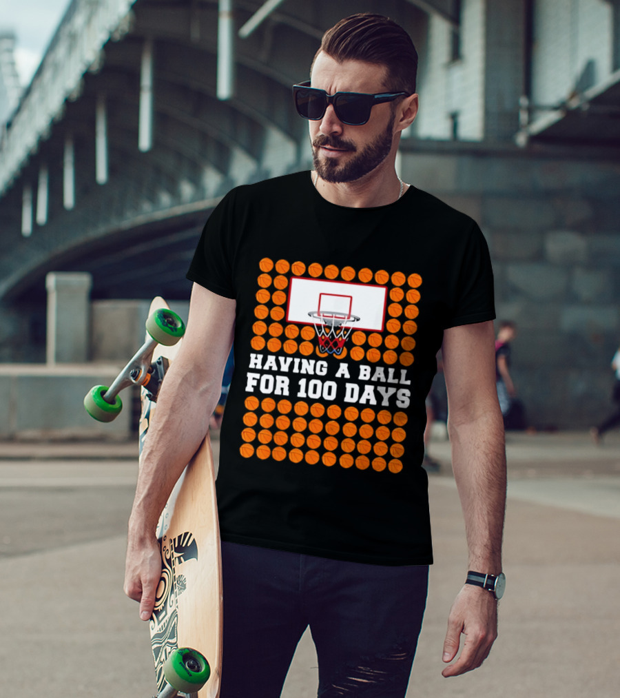 100 Days Of School Basketball Fun 100th Day Balls T-Shirt
