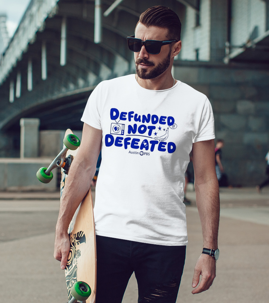 Defunded Not Defeated Austin PBS Vintage Television And Bird T-Shirt