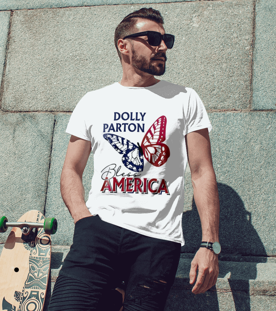 Dolly Parton Bless America Patriotic Butterfly Team USA 250th Anniversary T-Shirt