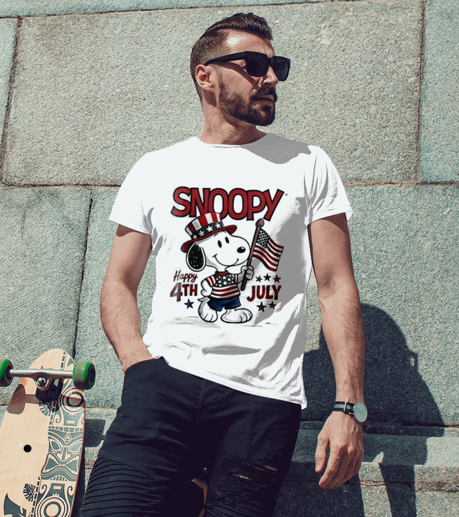Snoopy Happy 4th Of July Born To Chill Proud To Be Free T-Shirt