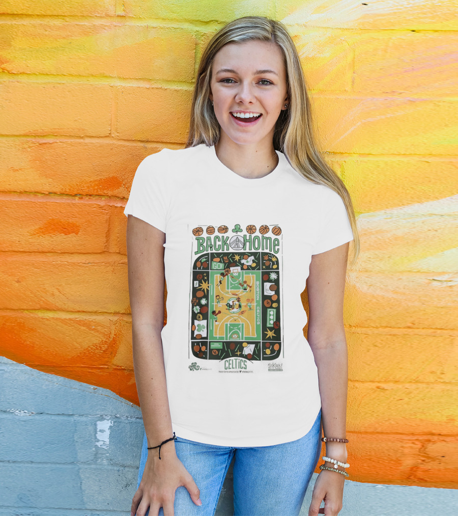 Back Home Boston Celtics Basketball Court With Go Team Spirit T-Shirt