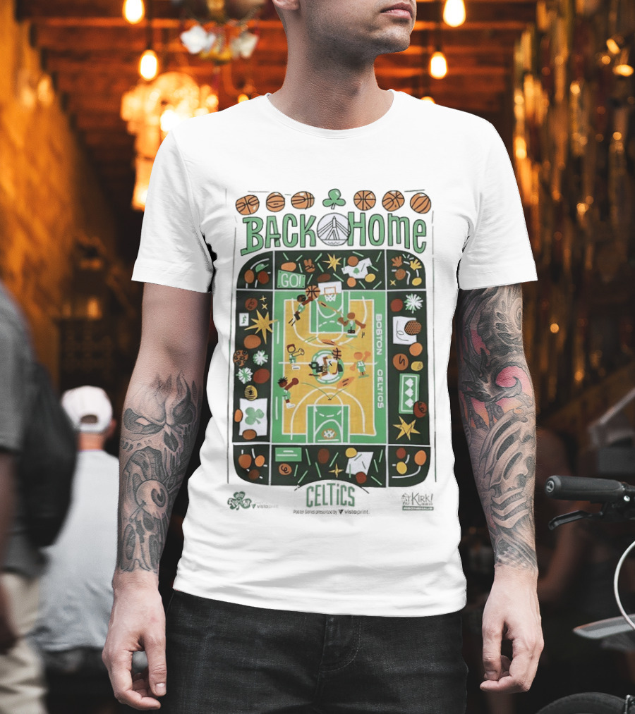 Back Home Boston Celtics Basketball Court with Go Team Spirit T-Shirt
