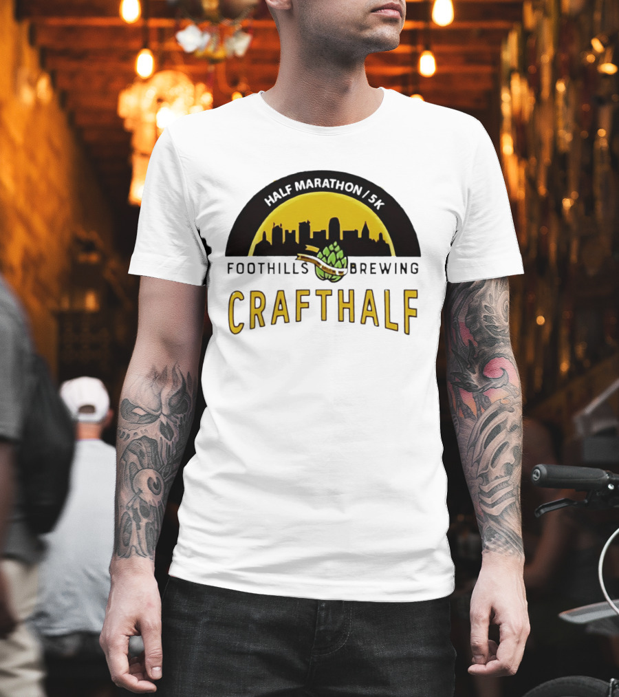Foothills Brewing CrafHalf Half Marathon 5K City Skyline T-Shirt