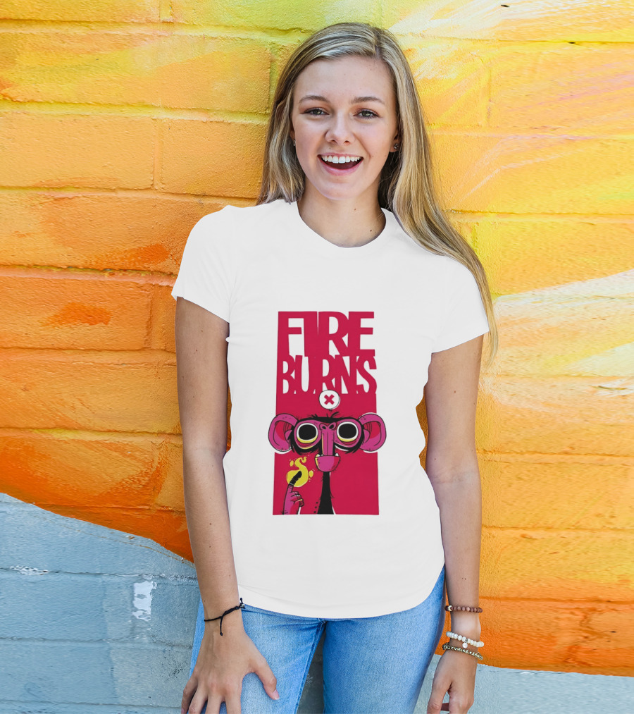 FIre Burns Monkey With Burning Hand T-Shirt
