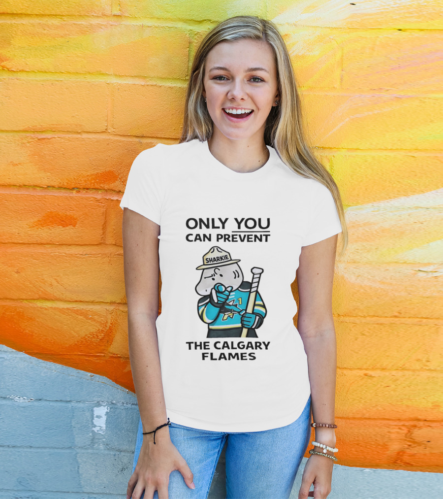 San Jose Sharks Sharkie Only You Can Prevent The Calgary Flames T-Shirt