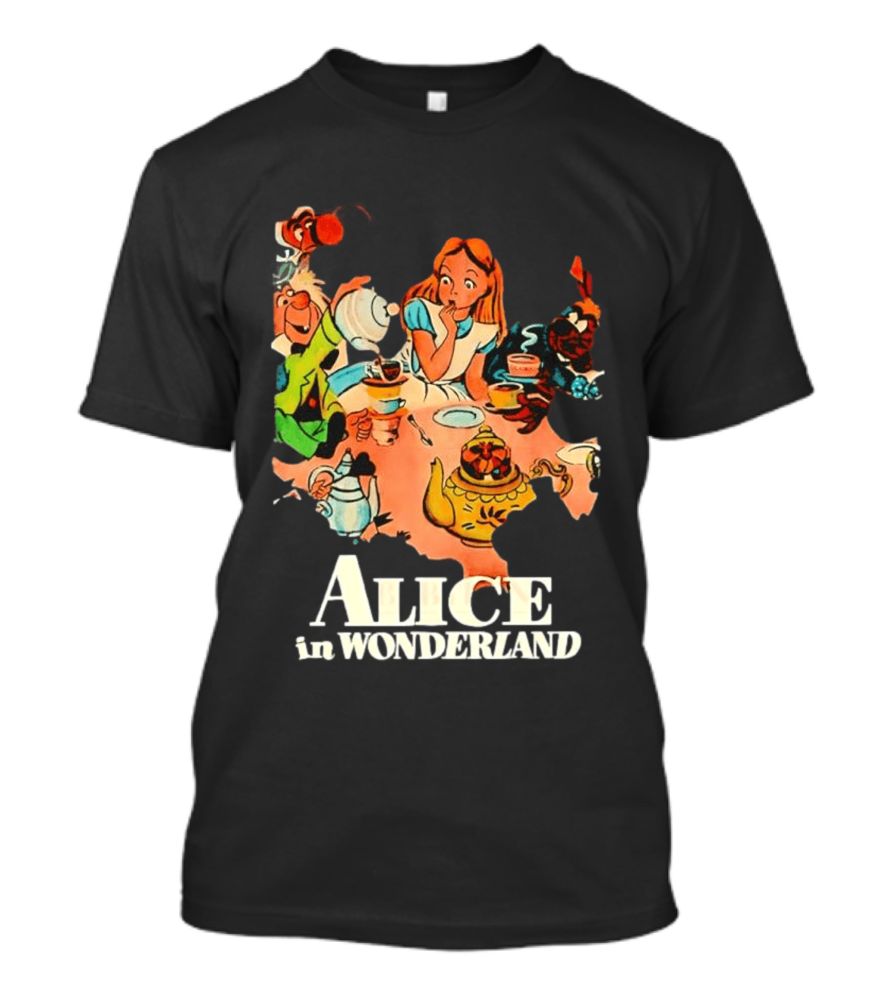 Alice In Wonderland Mad Hatter Tea Party Cartoon Smoking Scene T-Shirt