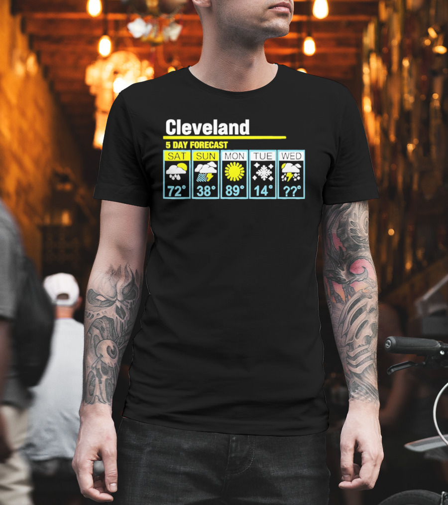 Cleveland 5 Day Forecast Weather Humor Cold Snow Thunderstorm T-Shirt
