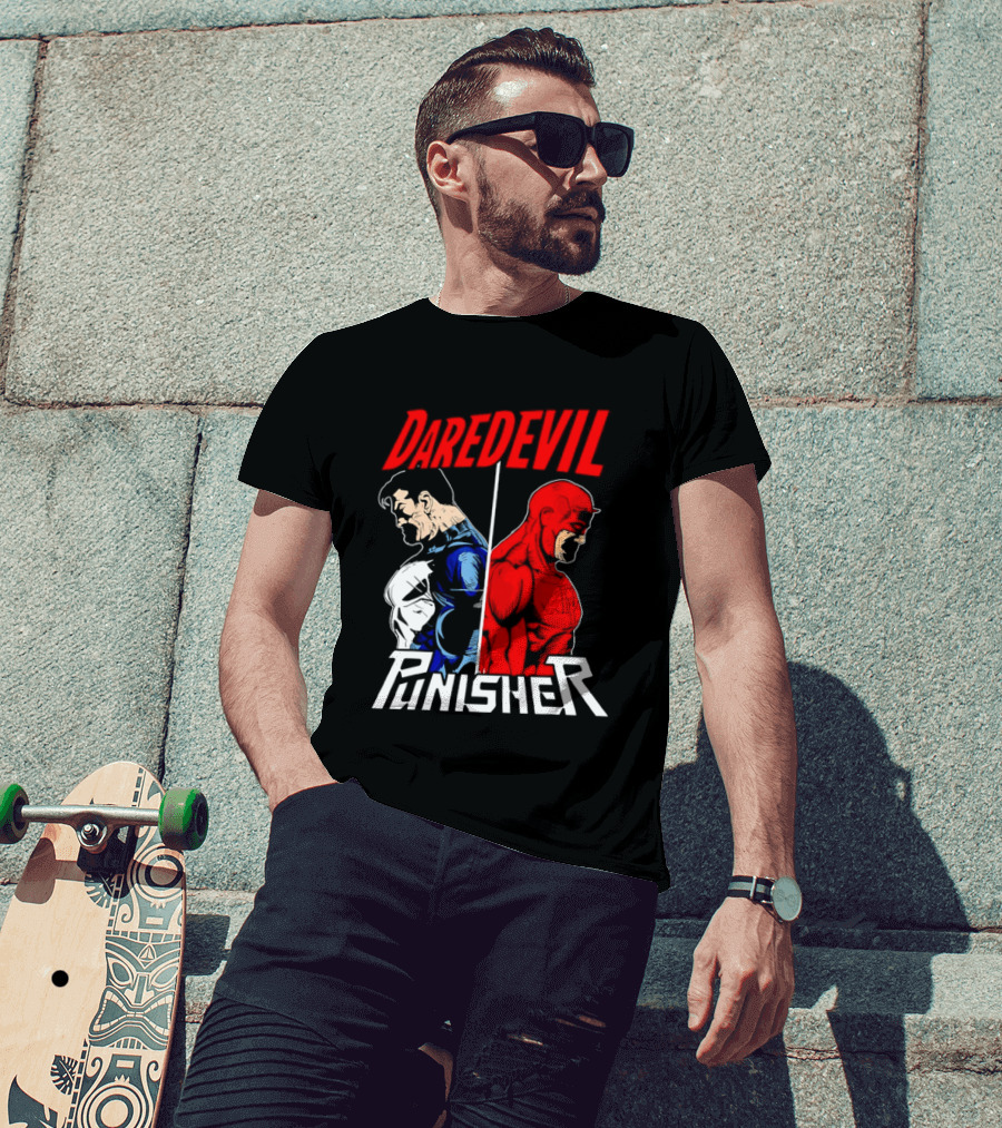 Daredevil Punisher Split Silhouette Marvel Characters T-Shirt