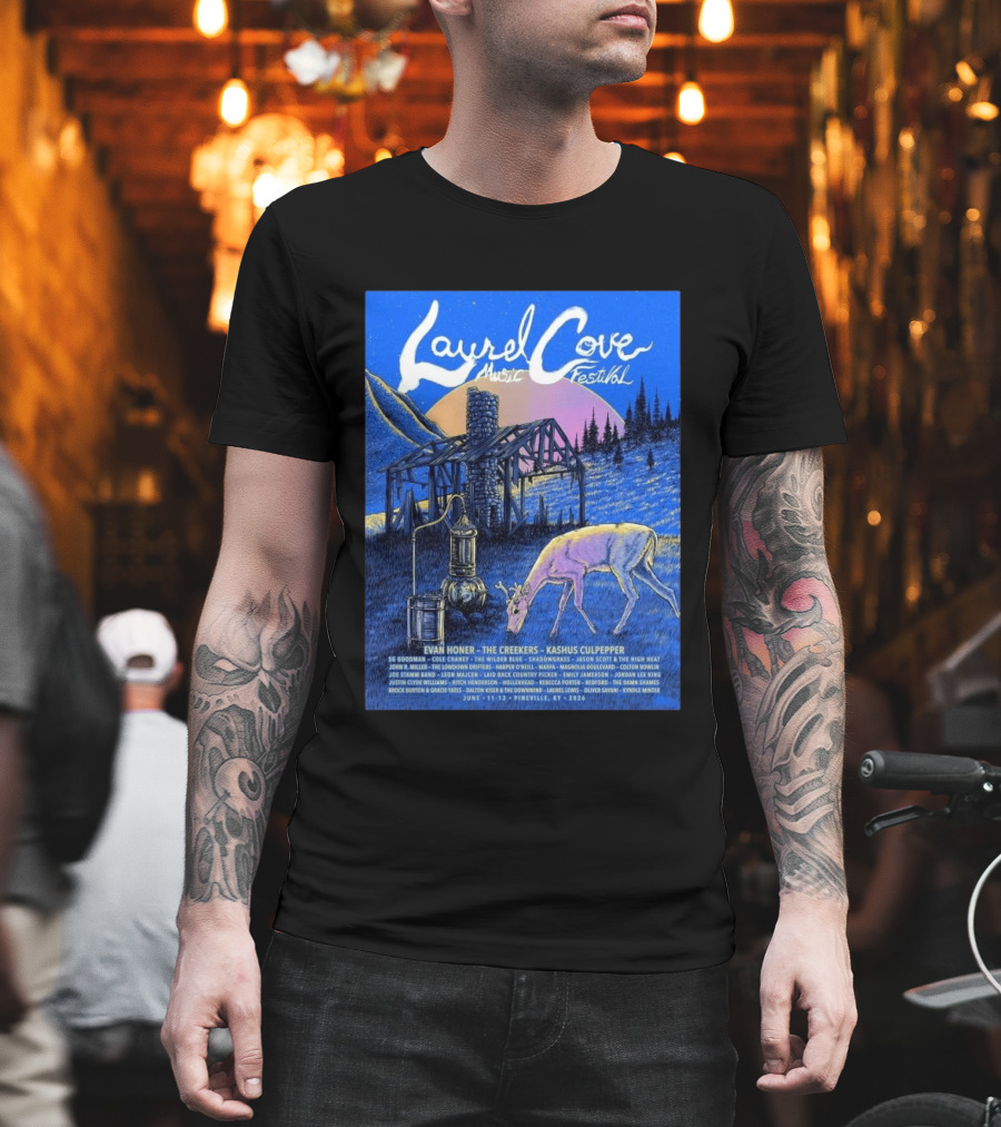 Laurel Cove Music Festival Pineville KY June 11 13 2026 Evan Honer The Creekers Kashus Culpepper T-Shirt