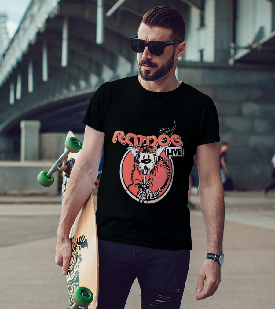 Ratdog Live Cartoon Character With Headphones And Tail T-Shirt